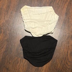 Black and Cream Corset Tube Tops (S&M)